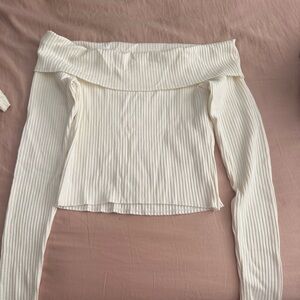 Wild Fable Cream Ribbed Knit Top